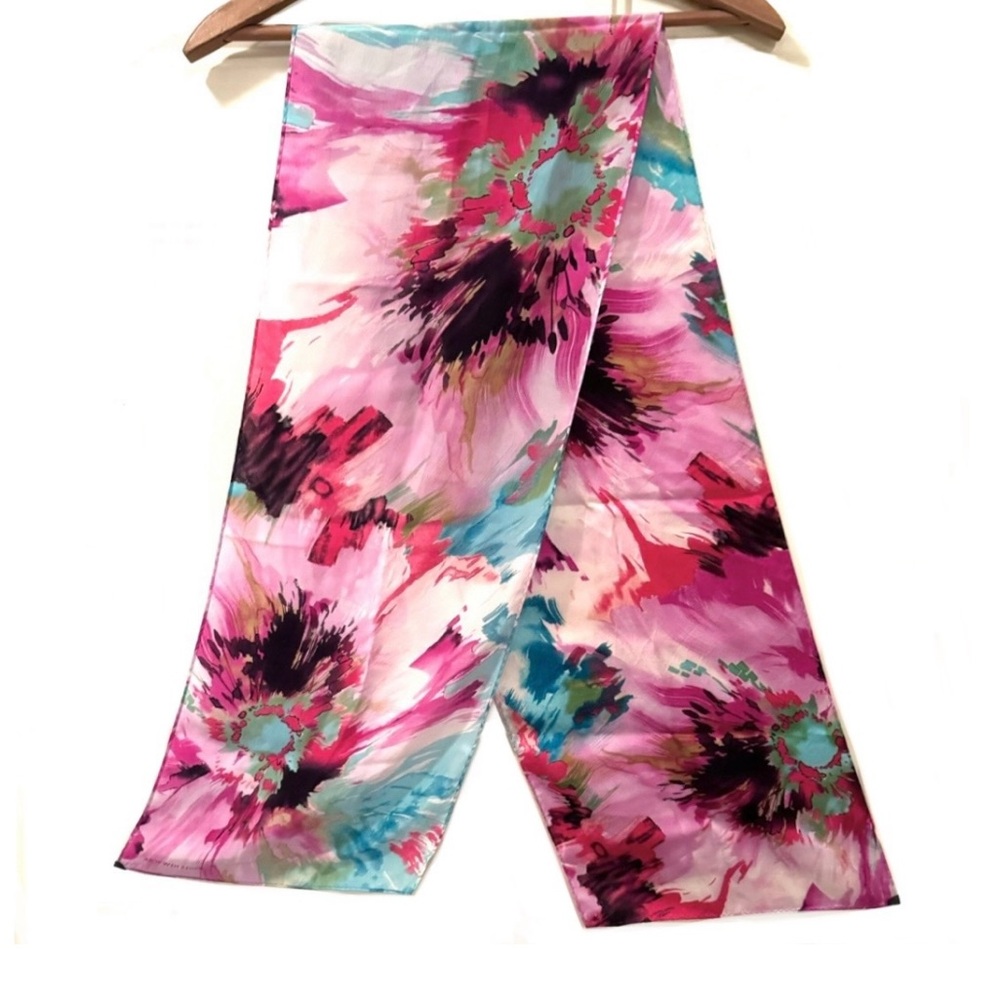 BOGO > Vintage Jones New York Fuchsia Pink Floral Scarf * EVC